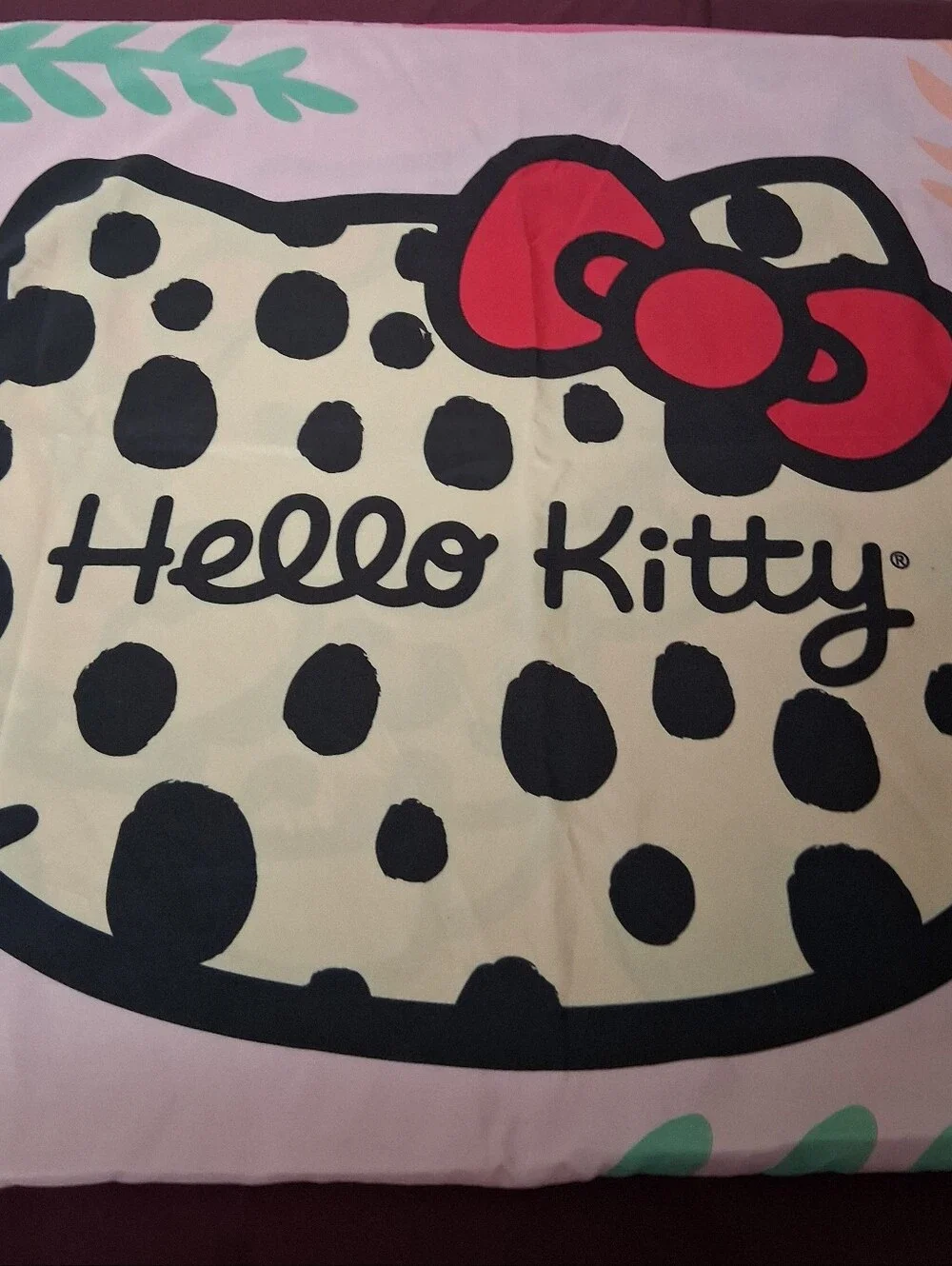 Hello Kitty Standard Size Pillowcase With Tropical Leaves.